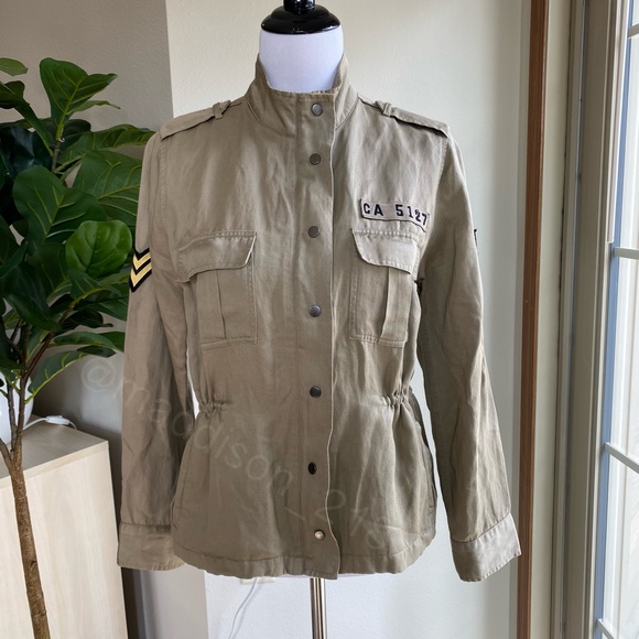 Rails Trey Jacket Light Sage Arrow Patch Military Style Coat Full Zip Closure XS - Picture 11 of 12